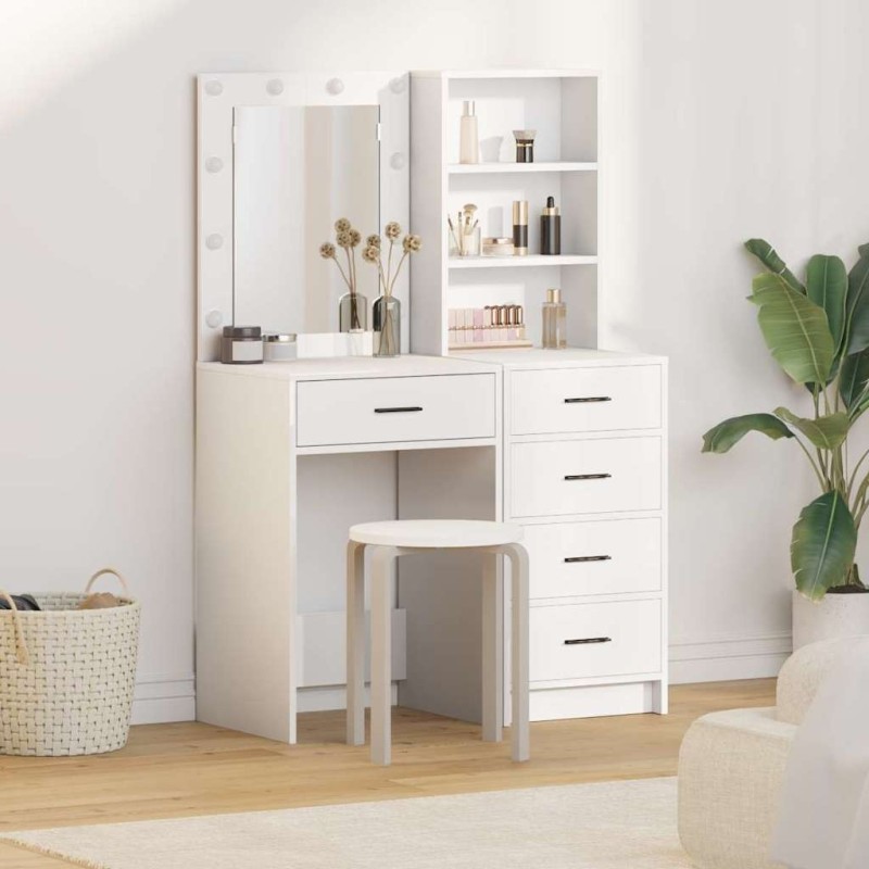 Table de Toilette avec tiroir 2 pcs Blanc 50 x 41 x 135 cm 580870580870