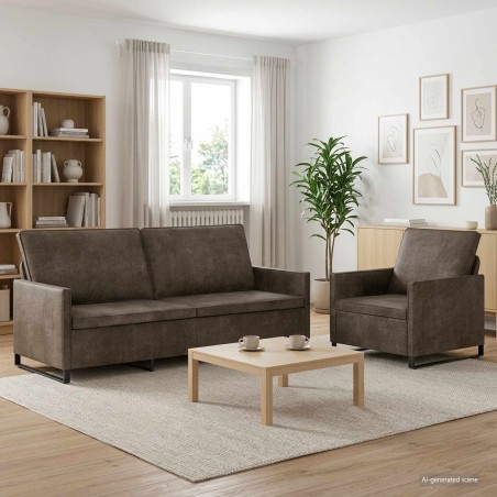 Ensemble de Canapés 2 pcs Gris foncé Tissu en suède synthétique 580872580872