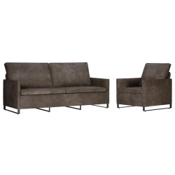 Ensemble de Canapés 2 pcs Gris foncé Tissu en suède synthétique 580872580872