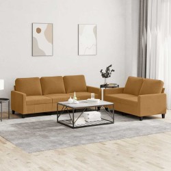 Ensemble de canapés 2 pcs avec coussins Marron Velours 580880580880