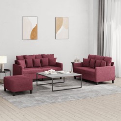 Ensemble de canapés 3 pcs avec coussins Rouge bordeaux Tissu 580887580887