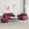 Ensemble de canapés 3 pcs avec coussins Rouge bordeaux Tissu 580887580887