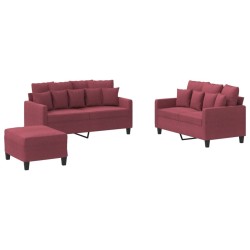 Ensemble de canapés 3 pcs avec coussins Rouge bordeaux Tissu 580887580887
