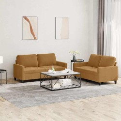 Ensemble de canapés 2 pcs avec coussins Marron Velours 580889580889
