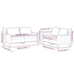 Ensemble de canapés 2 pcs avec coussins Marron Velours 580889580889