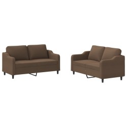 Ensemble de canapés 2 pcs avec coussins Marron Tissu 580895580895