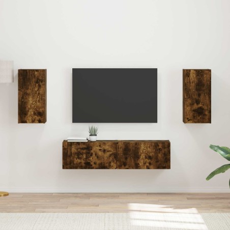 Ensemble meuble TV 4 pcs Chêne fumé Bois d'ingénierie 580911580911