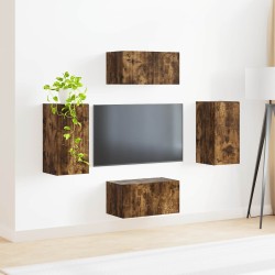 Ensemble meuble TV 4 pcs Chêne fumé Bois d'ingénierie 580911580911