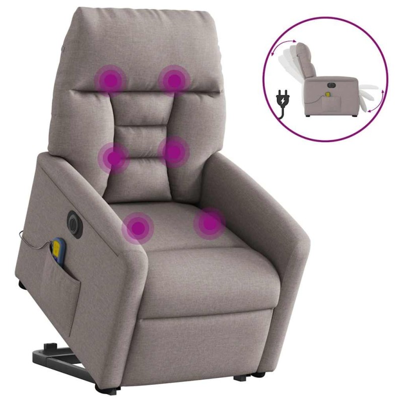 Fauteuil inclinable de massage électrique Taupe Tissu 580938580938