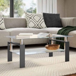 Table basse Noir et transparent 95x55x40 cm Verre trempé 580941580941