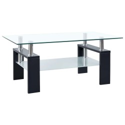 Table basse Noir et transparent 95x55x40 cm Verre trempé 580941580941