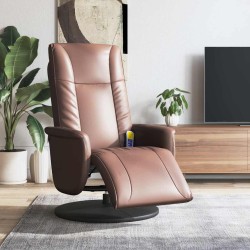 Fauteuil inclinable de massage repose-pieds marron similicuir 580943580943