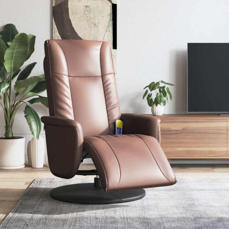 Fauteuil inclinable de massage repose-pieds marron similicuir 580943580943