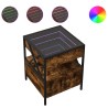Table de chevet avec LED infini chêne fumé 40x40x51 cm 580949580949