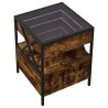 Table de chevet avec LED infini chêne fumé 40x40x51 cm 580949580949