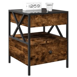 Table de chevet avec LED infini chêne fumé 40x40x51 cm 580949580949