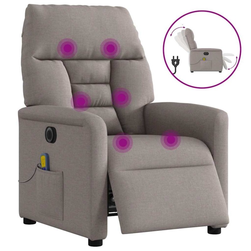 Fauteuil de massage inclinable électrique Taupe Tissu 580957580957