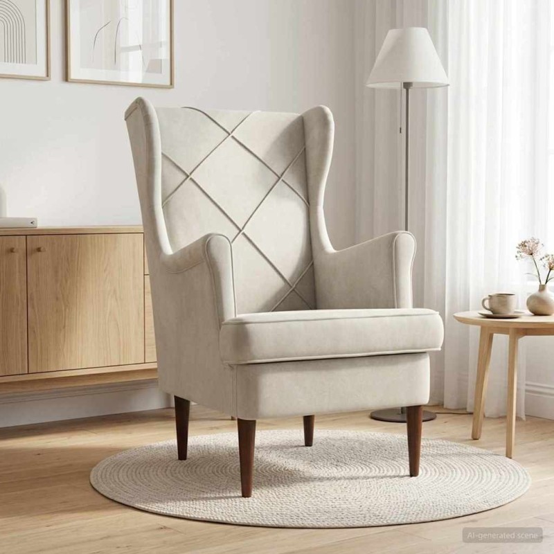 Fauteuil Crème Velours 580964580964