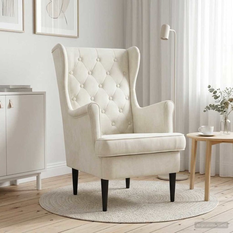 Fauteuil Crème Velours 580976580976