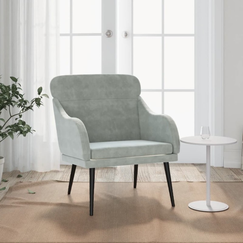 Fauteuil Gris clair 63x76x80 cm Velours 580984580984