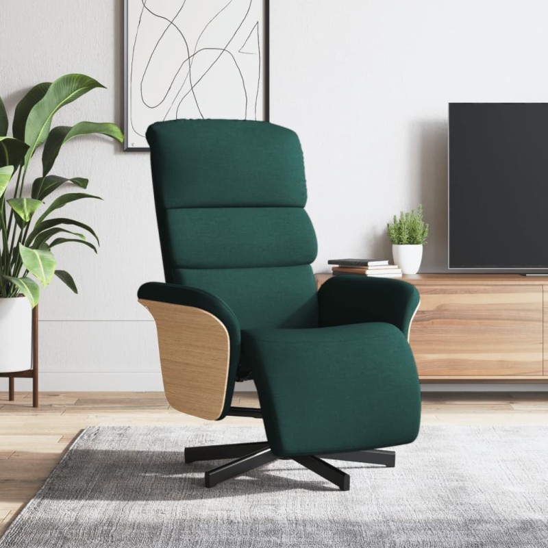 Fauteuil inclinable avec repose-pieds vert foncé tissu 580986580986