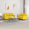 Ensemble de canapés 2 pcs avec coussins Jaune clair Tissu 581028581028