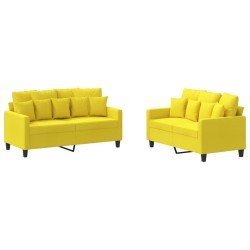Ensemble de canapés 2 pcs avec coussins Jaune clair Tissu 581028581028