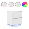 Tables de chevet avec lumières LED 2 pcs blanc 38x34x50 cm 581058581058