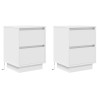 Tables de chevet avec lumières LED 2 pcs blanc 38x34x50 cm 581058581058