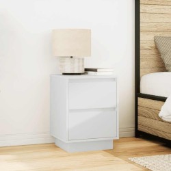 Tables de chevet avec lumières LED 2 pcs blanc 38x34x50 cm 581058581058