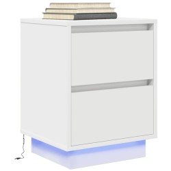 Tables de chevet avec lumières LED 2 pcs blanc 38x34x50 cm 581058581058