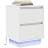 Tables de chevet avec lumières LED 2 pcs blanc 38x34x50 cm 581058581058