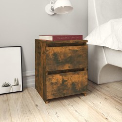 Table de chevet en chêne fumé 30x30x40 cm bois d'ingénierie 581075581075