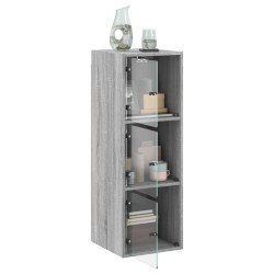 Armoire murale avec portes en verre sonoma gris 35x37x100 cm 581077581077