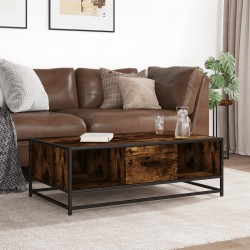 Table basse chêne fumé 100x57x35 cm bois d'ingénierie et métal 581098581098
