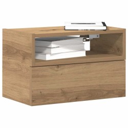 Table de chevet murale chêne artisanal 45x26x28,5 cm 581101581101