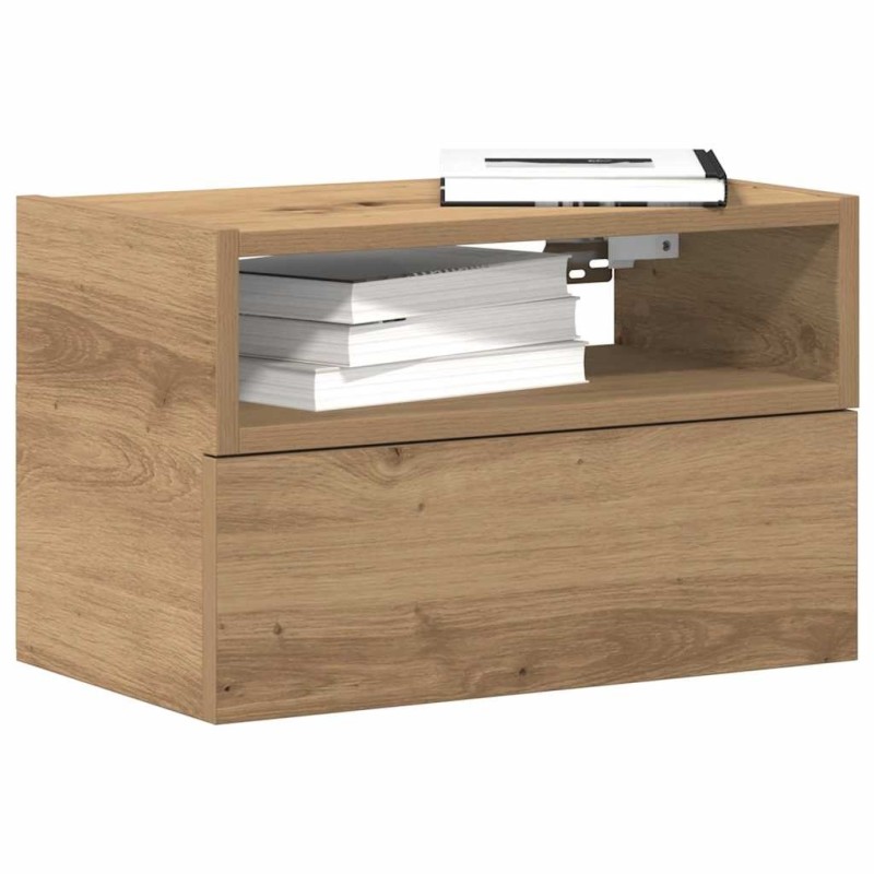 Table de chevet murale chêne artisanal 45x26x28,5 cm 581101581101