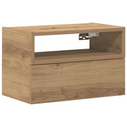 Table de chevet murale chêne artisanal 45x26x28,5 cm 581101581101