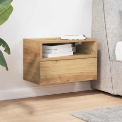 Table de chevet murale chêne artisanal 45x26x28,5 cm 581101581101