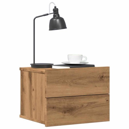 Table de chevet murale chêne artisanal 40x32x30 cm 581102581102