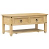 Table basse avec tiroirs Corona 100x48x45 cm bois de pin massif 581104581104