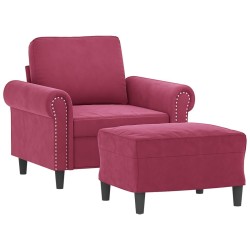 Fauteuil avec repose-pied Rouge bordeaux 60 cm Velours 581127581127