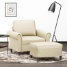 Fauteuil avec repose-pied Crème 60 cm Similicuir 581129581129