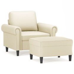 Fauteuil avec repose-pied Crème 60 cm Similicuir 581129581129