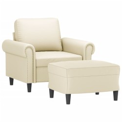 Fauteuil avec repose-pied Crème 60 cm Similicuir 581129581129