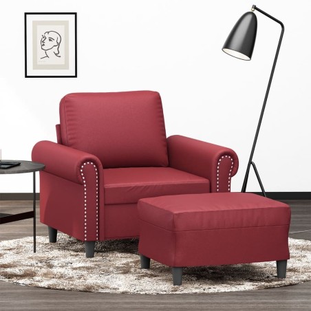 Fauteuil avec repose-pied Rouge bordeaux 60 cm Similicuir 581131581131