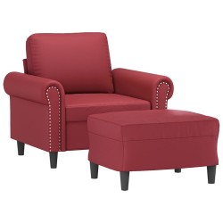 Fauteuil avec repose-pied Rouge bordeaux 60 cm Similicuir 581131581131