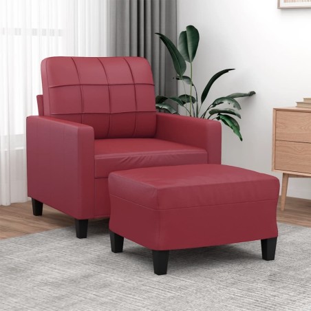 Fauteuil avec repose-pied Rouge bordeaux 60 cm Similicuir 581132581132