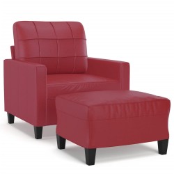 Fauteuil avec repose-pied Rouge bordeaux 60 cm Similicuir 581132581132