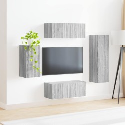 Ensemble meuble TV 4 pcs Gris Sonoma Bois d'ingénierie 581146581146